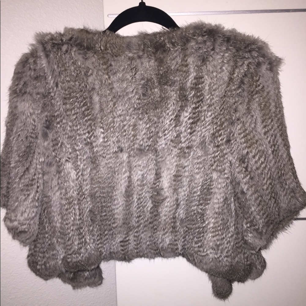 Trina Turk Grey fur crop jacket